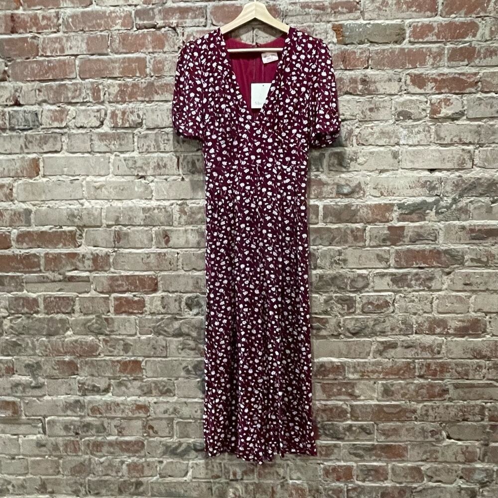 SPRING SALE! NEW Showpo. Hit The Lights Jumpsuit in Wine Floral Size 2